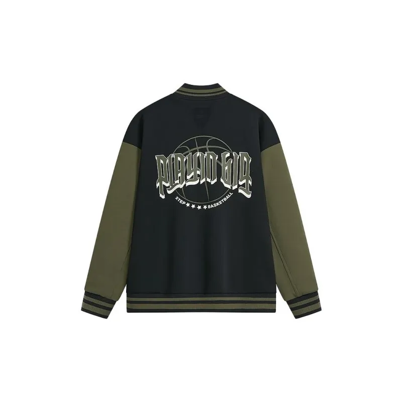 XTEP Baseball Jacket Men's Jet Black/Pine Green-1