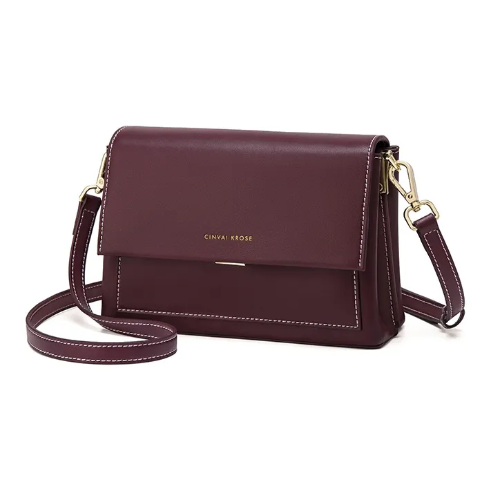 Simvay Clos Cow Leather Small Square Bag Shoulder Bag Regular Women's Burgundy/Black/Gray Green-2