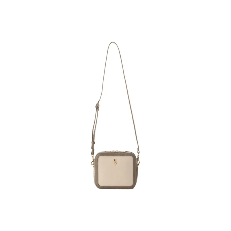 SAMANTHA THAVASA Cotton Linen And Synthetic Leather Shoulder Bag Mini Women's Plain Fabric Color-1