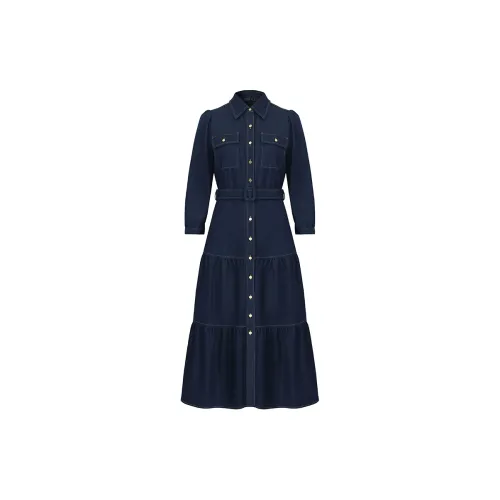 GOELIA Long Sleeved Dress Women's 75U Denim Blue