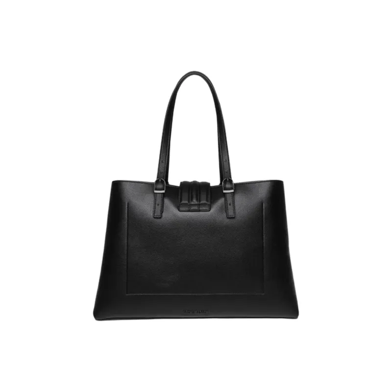 STEVE MADDEN PU Tote Bag Shopping Bag Handbag Large Size Women's Black/Light Brown-3