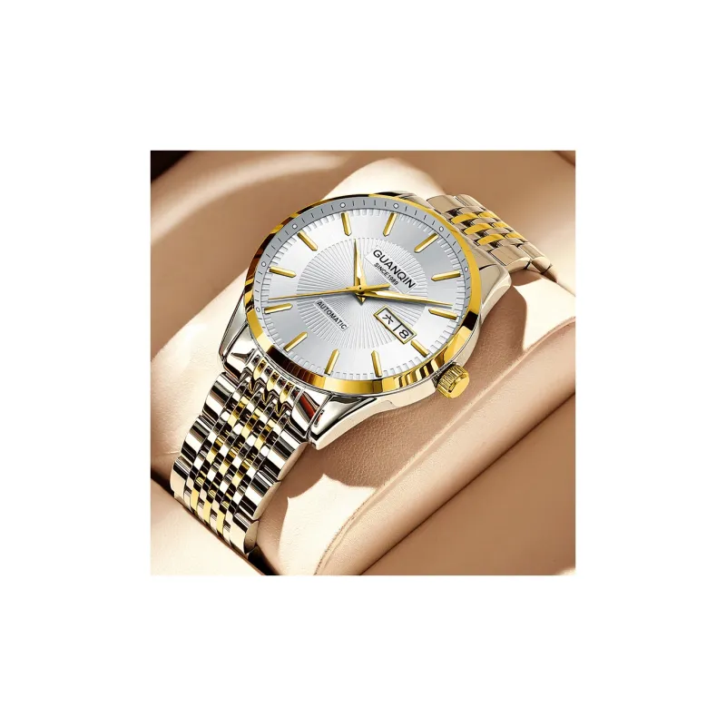 GUANQIN GJ16266 Automatic Mechanical Movement Stainless Steel Watchband Watch Men's Watches White Dial-6
