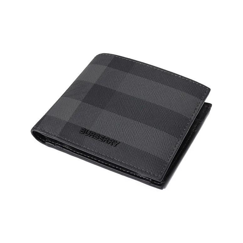 Burberry Polyurethane Short Wallets Men's Charcoal Gray-3