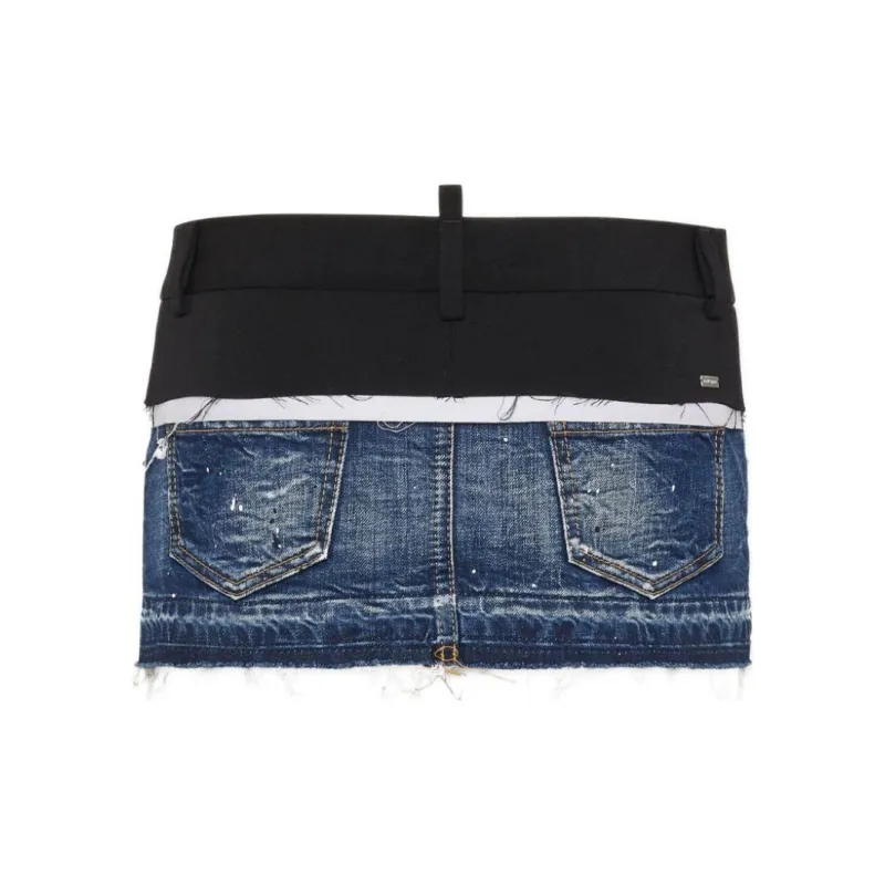 DSQUARED 2 Distressed Mini Denim Skirt-1