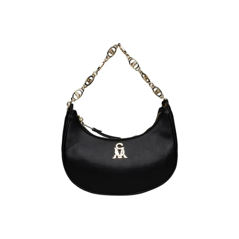 STEVE MADDEN PU Leather Crossbody One Shoulder Handbags Medium Size Women's Black/Pink-0