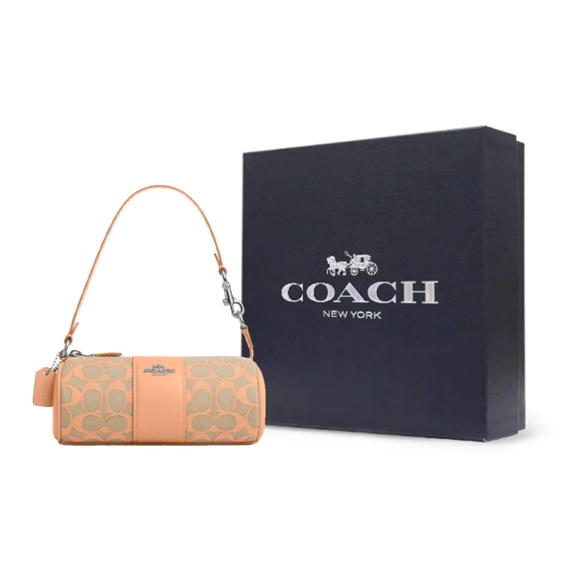 COACH Nolita Fabric With Leather One Shoulder Handbags Small Size Women's Light Orange Multicolor-5