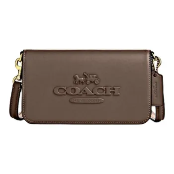 COACH Calfskin Crossbody Bag Shoulder Bag Small Size Women's Tan