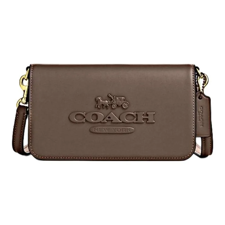 COACH Calfskin Crossbody Bag Shoulder Bag Small Size Women's Tan-0