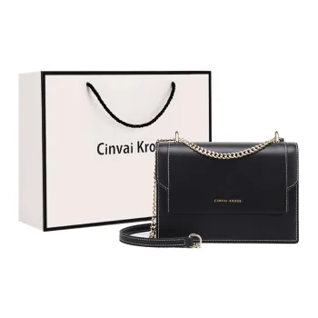 Simvay Clos Cow Leather Shoulder Bag, Crossbody Bag, Small Square Bag Medium Size Women's Jasper/Black