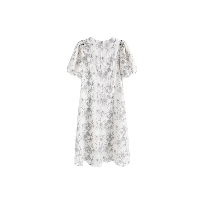 HUASJ Short-Sleeved Dresses Women's Floral Moon Hot Spring-1