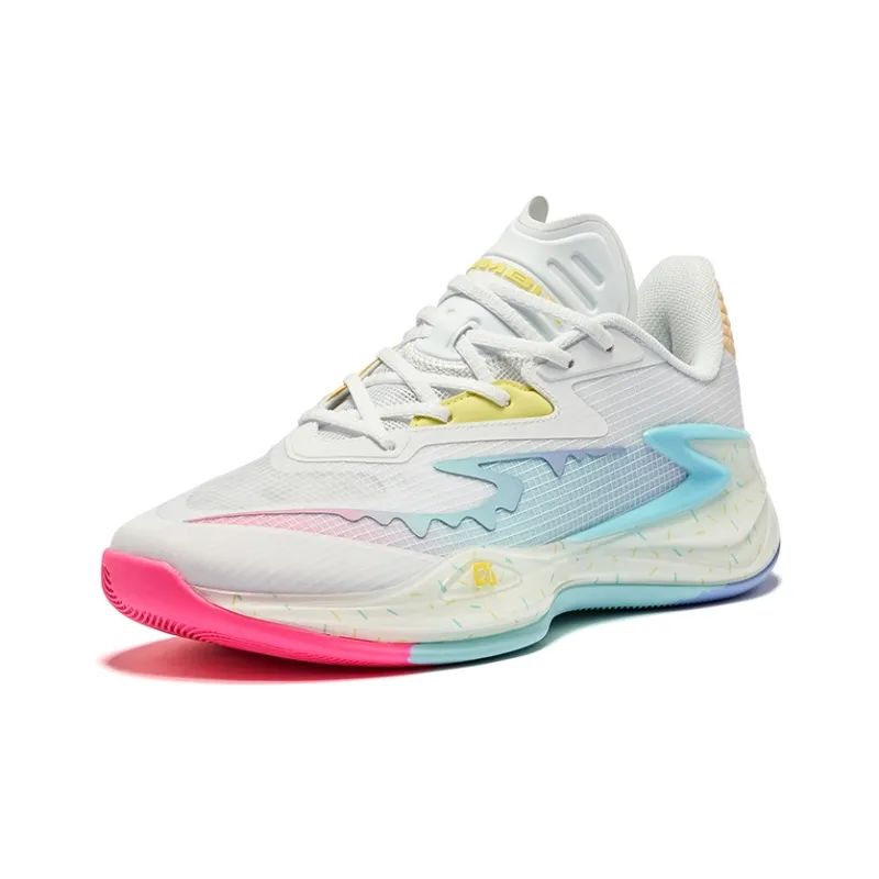 Erke Qian Xun V2 Cushioning Wear-Resistant Low-Top Basketball Shoes Men's Ice Cream Color-2