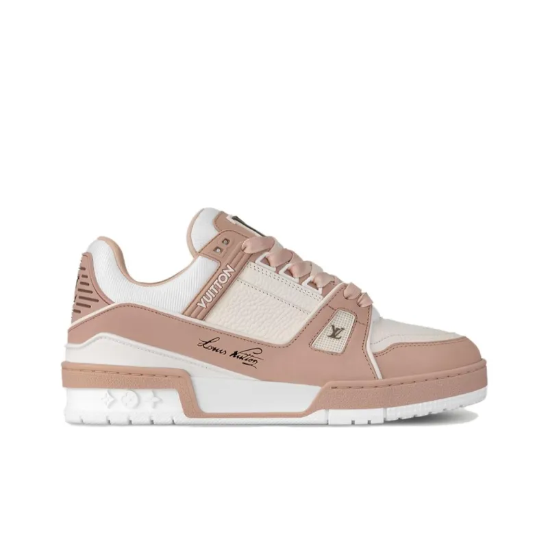 LOUIS VUITTON Trainer Low Top Skateboard Shoes Women's Pink White-1