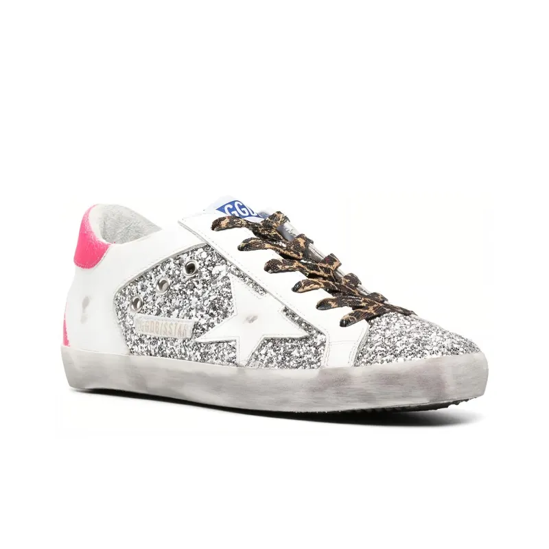 Golden Goose Super Star Stylish Skateboarding Shoes Women's White Silver Pink-2