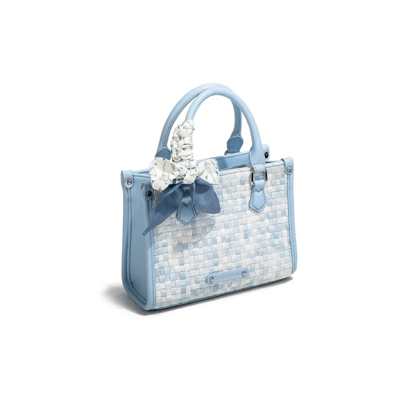 CAEISL&KCIEL Polyurethane Synthetic Leather Tote Bag, Shopping Bag, Shoulder Bag, Handbag Women's Woven Blue-1