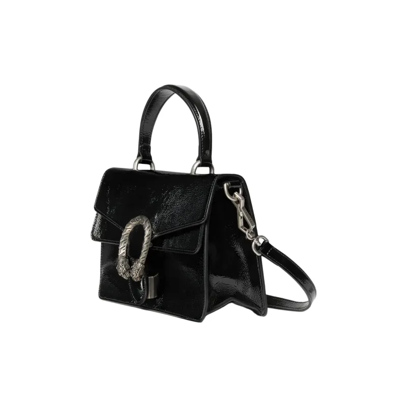 GUCCI Patent Leather Crossbody One Shoulder Handbag Small Size Women's Black-1