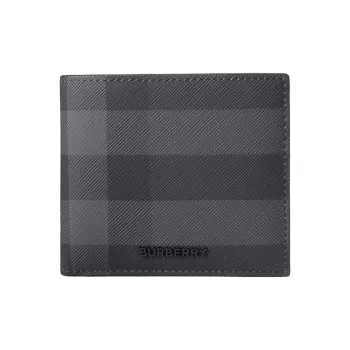 Burberry Polyurethane Short Wallets Men's Charcoal Gray