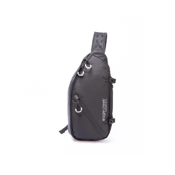 EAGLE CREEK Polyester Crossbody Bag, Sling Bag Regular Men's Black Dark Gray/Sunrise Red/Highland Blue Clear Blue