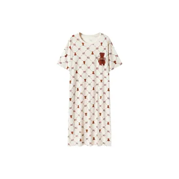 Close-fitting Areas Nightgown Women's White