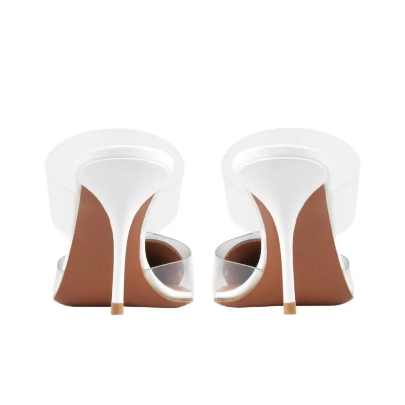 Alaia Closed Toe Slippers 9cm Women's White-3