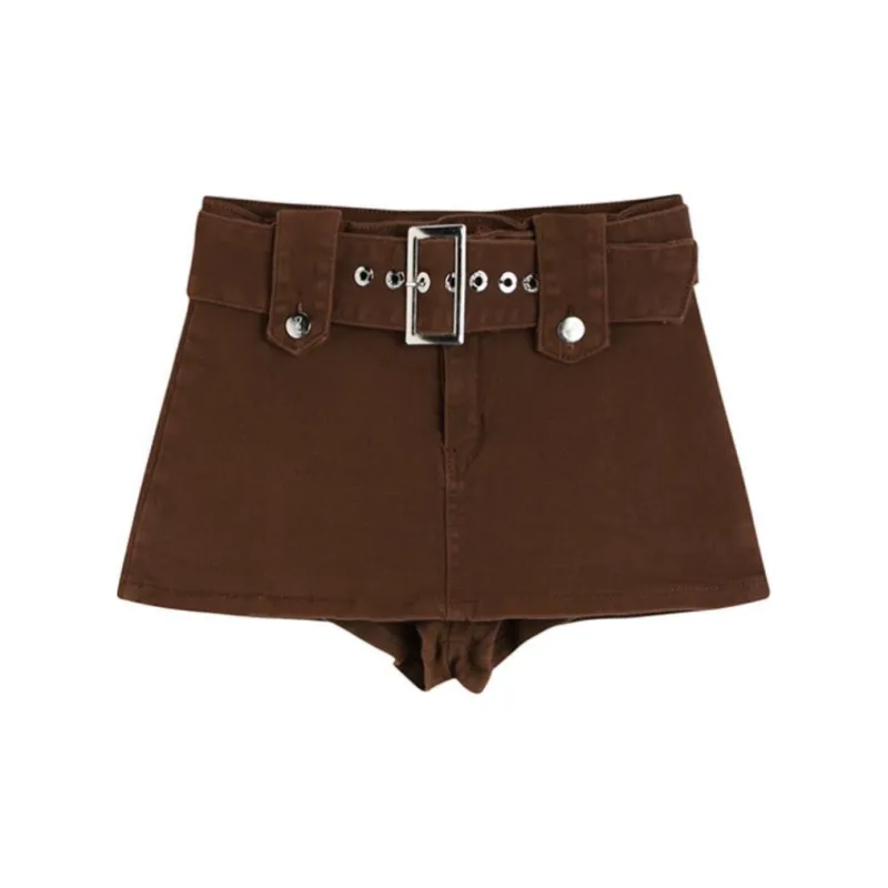 ETSE Casual Short Skirts Women's Brown-1