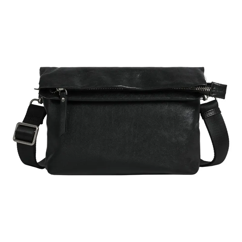 DOSRFINI Genuine Leather Crossbody Bag Small Size Men's Black-5