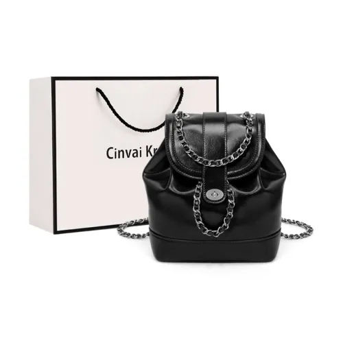 Simvay Clos PU Chain Backpack Medium Size Women's Black/Brown