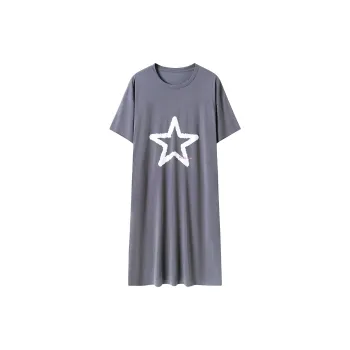Close-fitting Areas Nightgown Women's Gray Blue