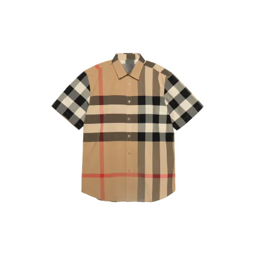 Burberry Check Stretch Poplin Short Sleeve Shirt 