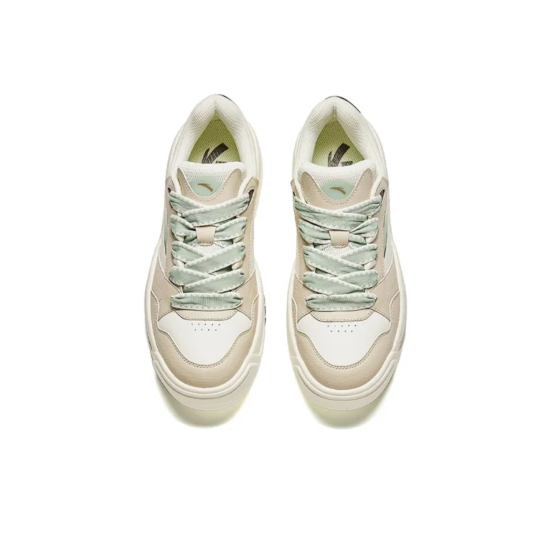 Anta Wave Shoes 2 Wear-Resistant Height Increasing Low-Top Skateboard Shoes Men's White Green-2