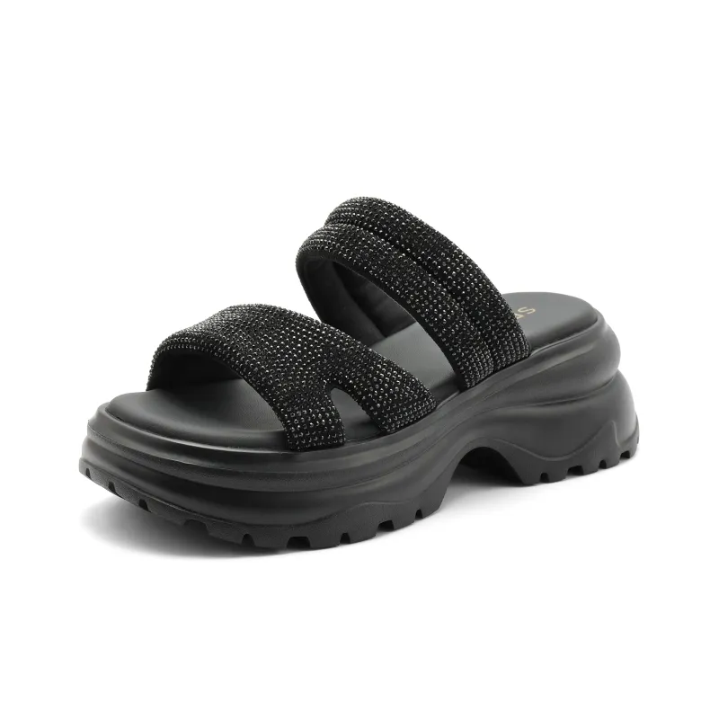 Senda Slide Slippers Women's Sticker Leather Shoes-11