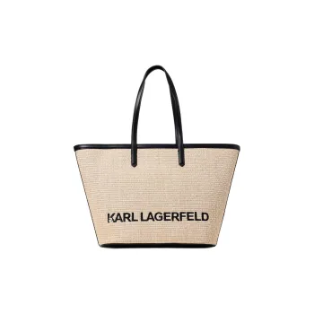 KARL LAGERFELD Polypropylene Tote Toto Bag Shopping Bag One Shoulder Handbag Women's Beige