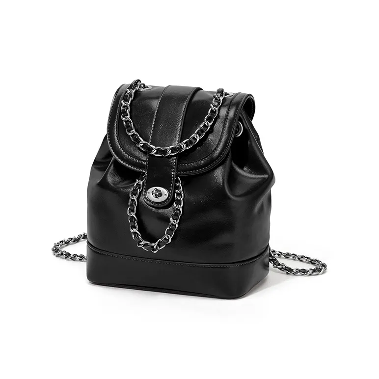 Simvay Clos PU Chain Backpack Medium Size Women's Black/Brown-1