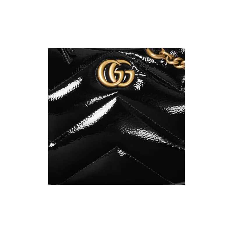 GUCCI GG Marmont Patent Leather Handbag Shoulder Bag Women's Black-7