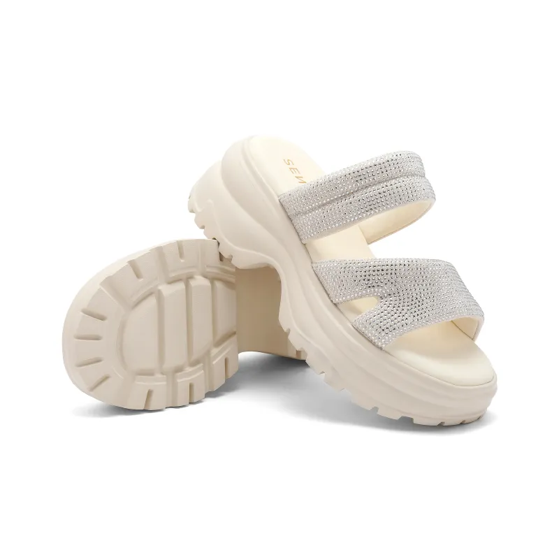 Senda Slide Slippers Women's Sticker Leather Shoes-2