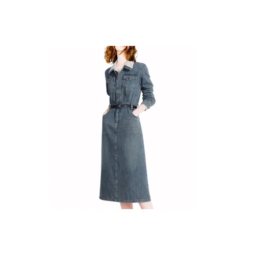 Meiban Long-Sleeved Dresses Women's Denim Blue