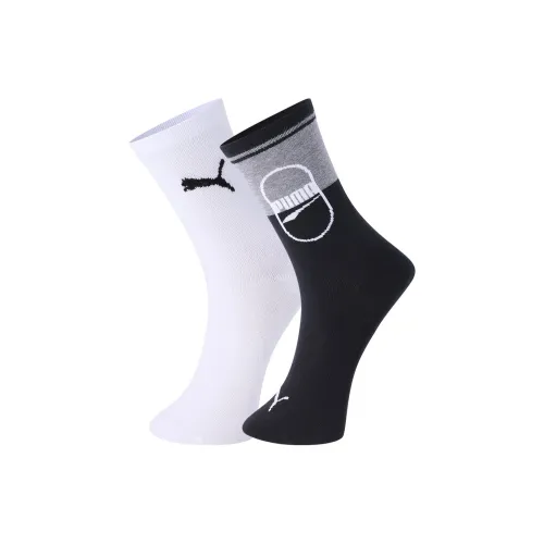 PUMA Knee-High Socks Unisex 2 Pack Black/White Combo