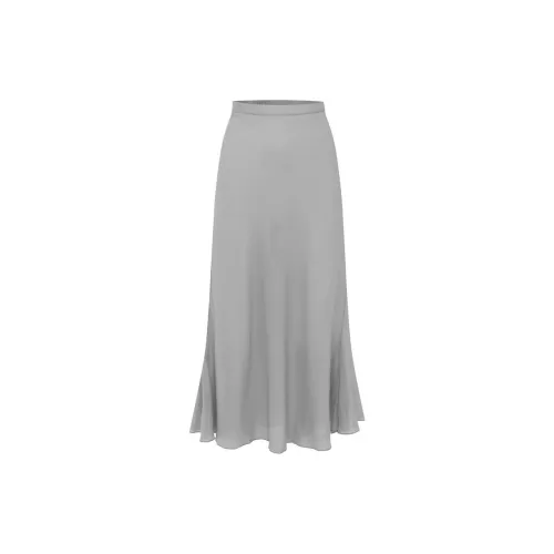 With Jean Casual Long Skirts Women's Grey/Gray