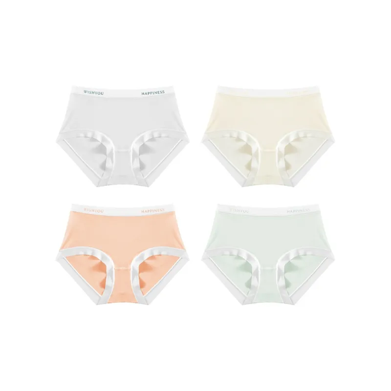 Ordifen Solid Color Ice Silk Underpants Women's 4 Pack-11