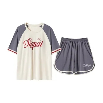 Close-fitting Areas Pajama Set Women's Image Color