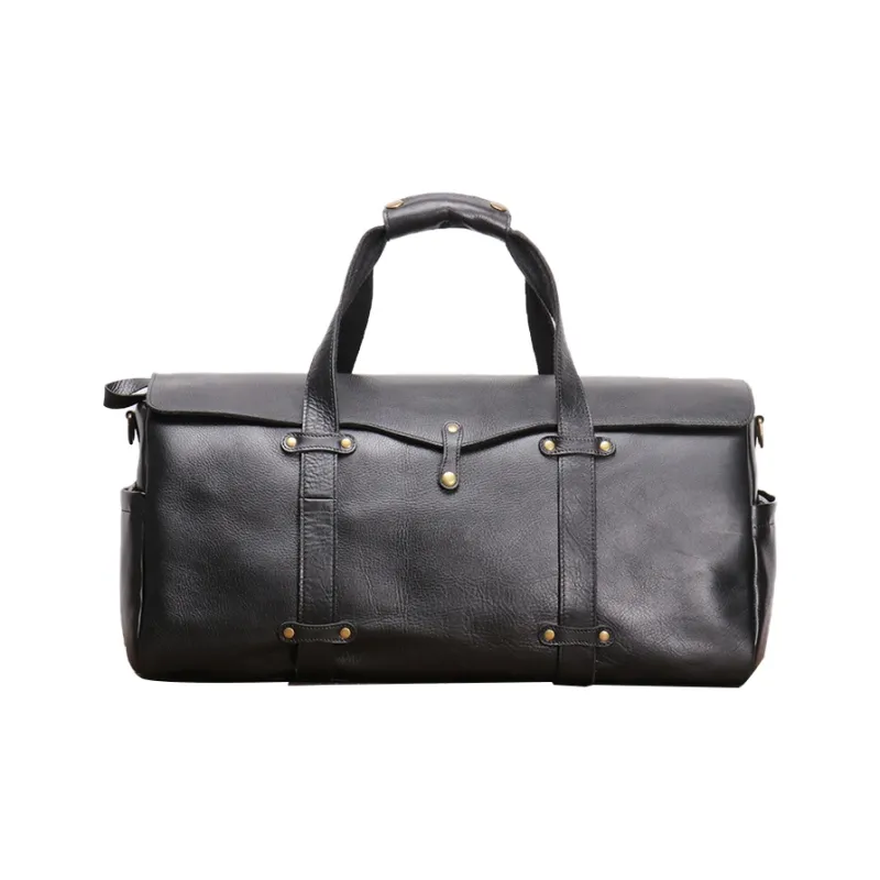 ROSEROOEN Top Grain Cow Leather Handbag Regular Unisex Coffee/Black-6