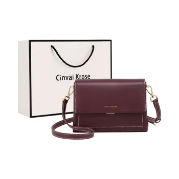 Simvay Clos Cow Leather Small Square Bag Shoulder Bag Regular Women's Burgundy/Black/Gray Green