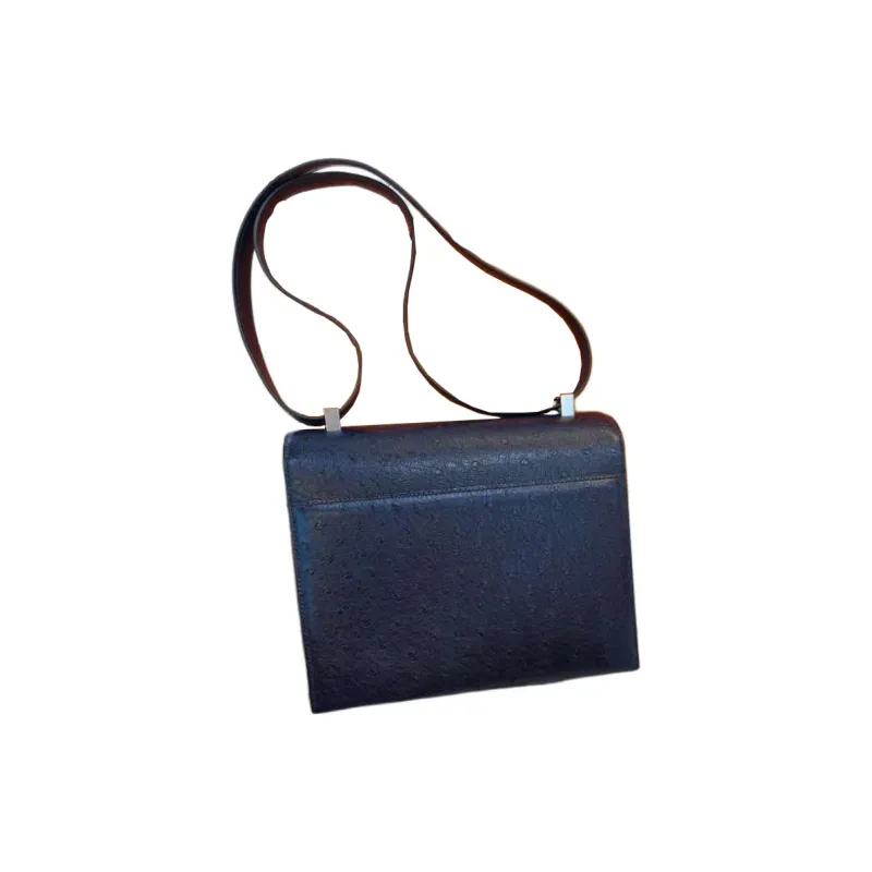 HERMES Verrou Ostrich Leather Shoulder Bag Crossbody Bag Women's Blue-1