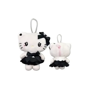 Sanrio Hello Kitty SK JAPAN Heart Eyes Black Ribbon Dolls Plush Pendant 13cm High
