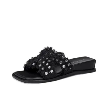JESSICA SOPHIA Rubber Sole Rhinestone Slip-Resistant Abrasion-Resistant Slide Slippers Women's