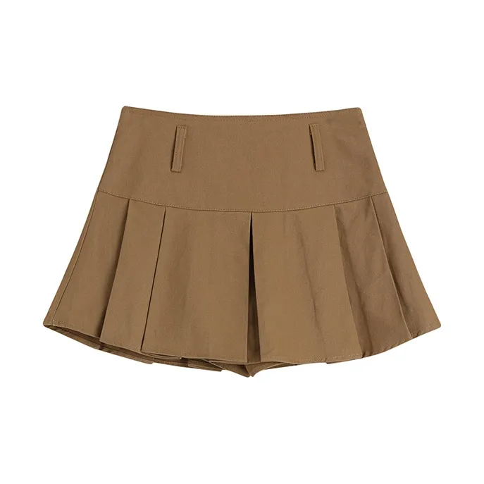ETSE Casual Short Skirts Women's Khaki-1