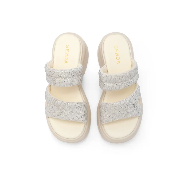 Senda Slide Slippers Women's Sticker Leather Shoes-4