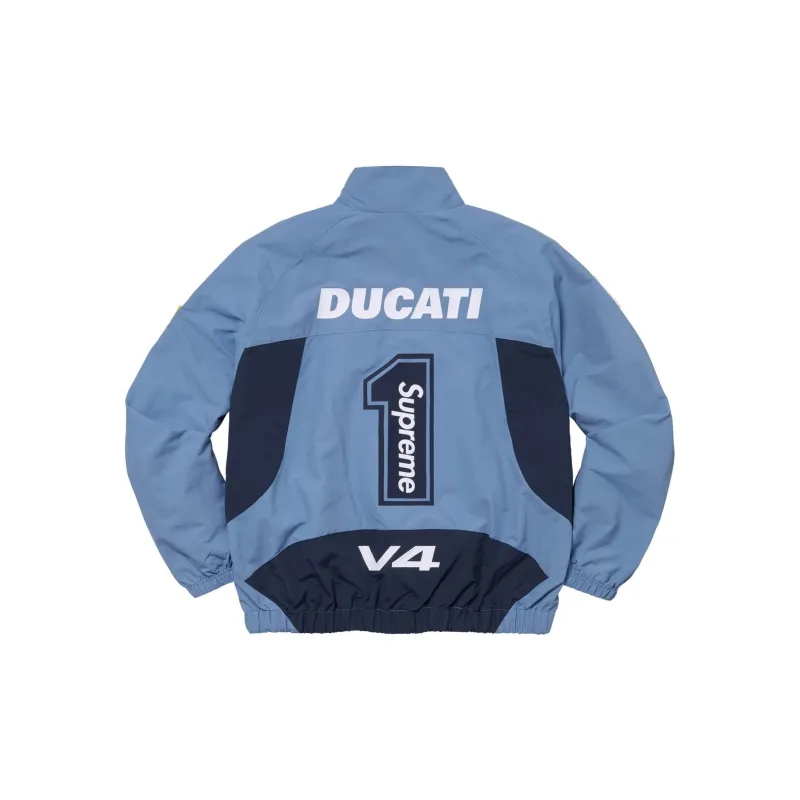 Supreme X DUCATI SS24 WEEK16 Track Jacket   Unisex Elastic Hem Zip up Jacket With Logo Design-7