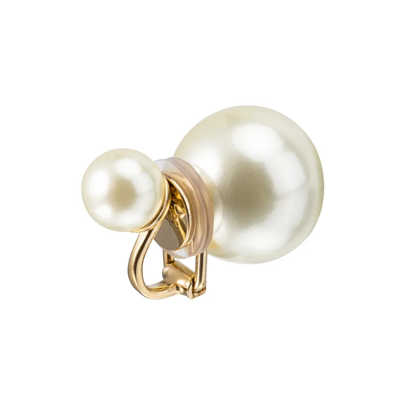 DIOR Gold Plated Earrings Women's Ivory-3