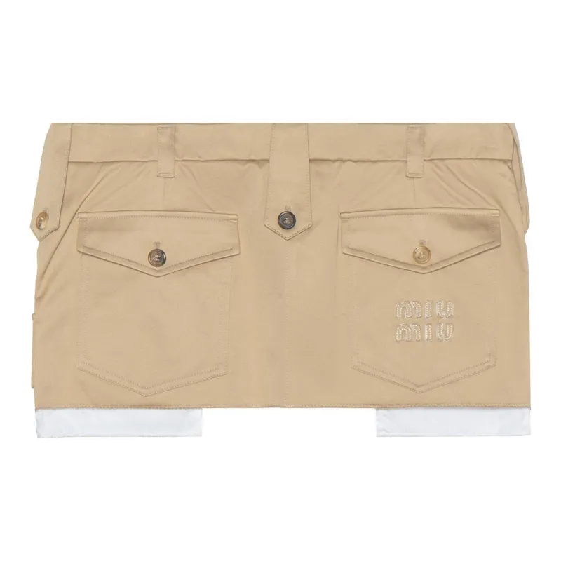 MIU MIU Chino Logo Detailed Mini Skirt-1