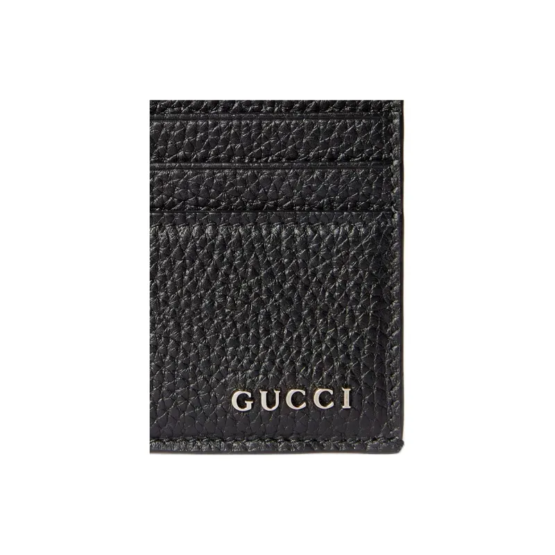 GUCCI Leather Card Holder Men's Black-4